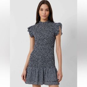French Connection Elao Verona Crepe Smocked Minidress Size M